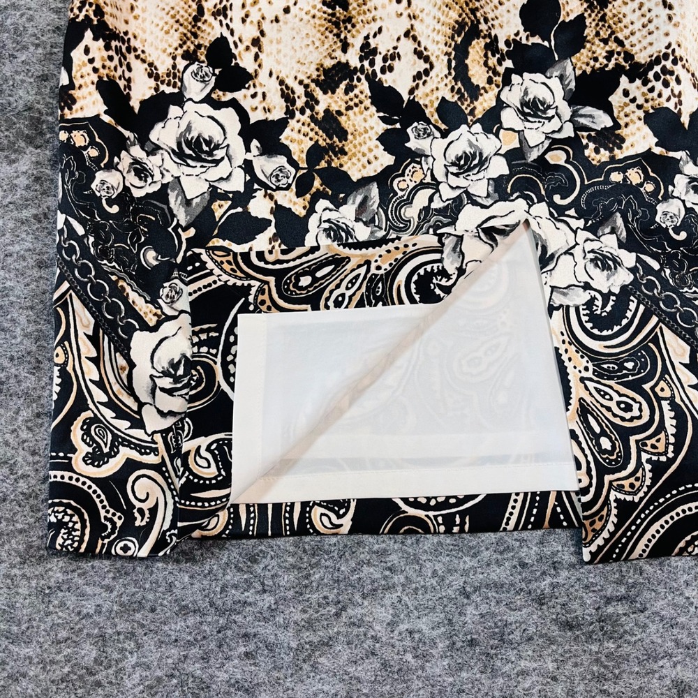 White House Black Market Pencil Skirt Womens 12 Tan Snakeskin Floral Office Chic - Picture 6 of 10